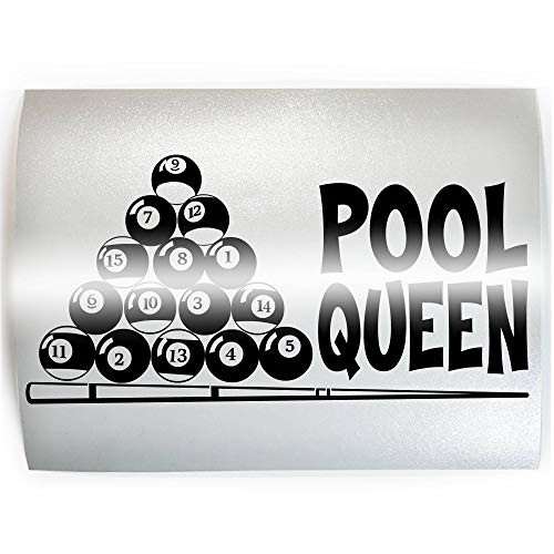 POOL QUEEN Billiards - PICK COLOR  and  SIZE - 8 Ball 9 Game Player Vinyl Decal Sticker B