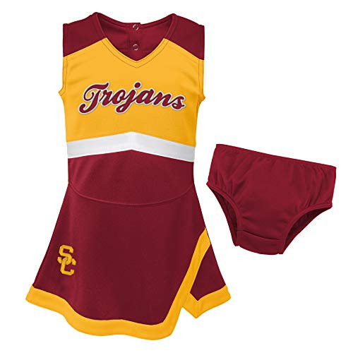 NCAA USC Trojans Girls University of Southern California Cheer Captain Cheerleader Jumper Dress, Cardinal/Gold, 4X, SC200630043