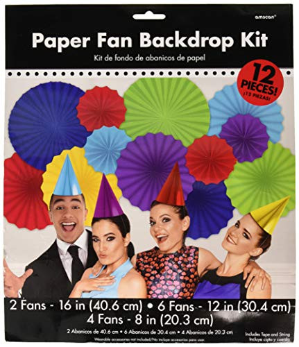 amscan 290077 Paper Fan Decorating Kit Photo Booth Collection 12 pcs Party Accessory