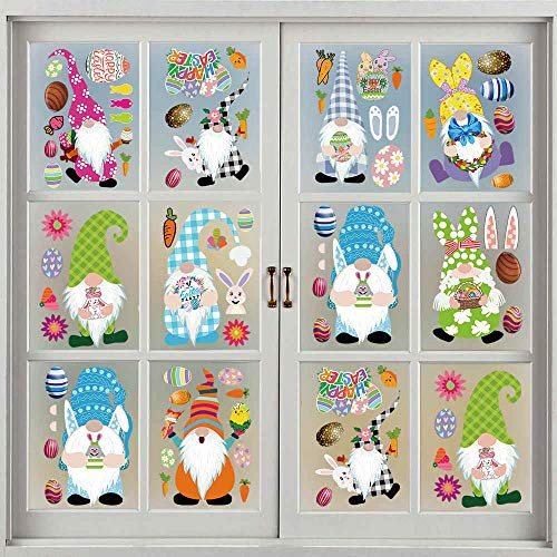 Easter Decorations Window Clings Decal Stickers Easter Gnome Funny Bunny Eggs Chick Decals Party Ornaments ?9 Sheets?