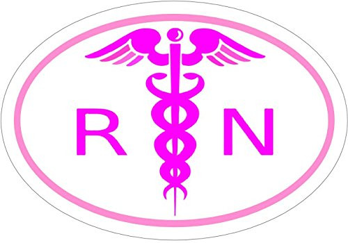 WickedGoodz Oval Pink RN Caduceus Nurse Vinyl Decal - Nursing Bumper Sticker - Perfect Nurses Graduation Pinning Gift