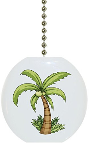 Palm Tree with Grass Solid Ceramic Fan Pull