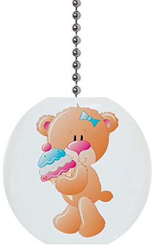 Teddy Bear with Ice Cream Solid Ceramic Fan Pull