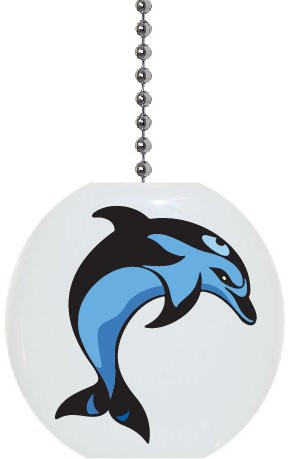 Black and Blue Dolphin Solid Ceramic Fan Pull