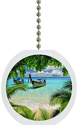 Tropical Beach Ocean Solid Ceramic Fan Pull