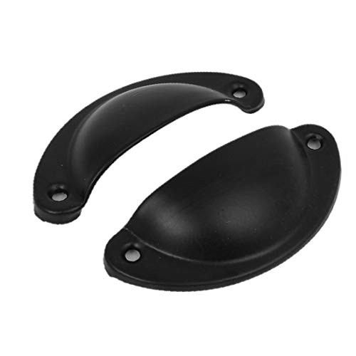 X-DREE Cupboard Closet Iron Shell Shape Pull Handle Knob Black 82x34x18mm 2pcs -5f555567-a222-11e9-8d7c-4cedfbbbda4e-