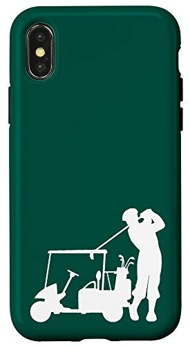 iPhone X/XS Forest Green Ball Golf Cart Golfer Trendy Retro Dad Gift Case