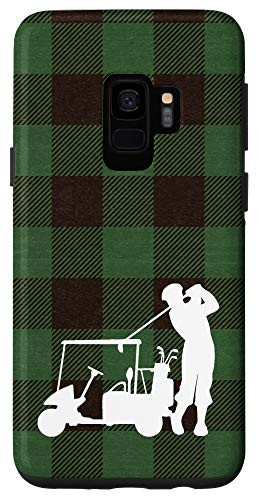 Galaxy S9 Green Plaid Ball Golf Cart Golfer Trendy Retro Dad Gift Case