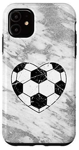 iPhone 11 Grey Heart Shaped Soccer Ball Valentine Day Gift Case
