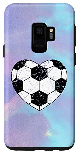 Galaxy S9 Watercolor Heart Shaped Soccer Ball Valentine Day Gift Case