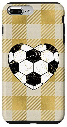 iPhone 7 Plus/8 Plus Plaid Heart Shaped Soccer Ball Valentine Day Gift Case