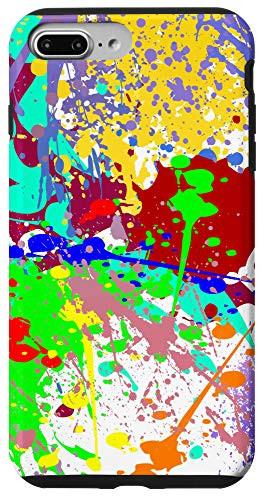 iPhone 7 Plus/8 Plus Rainbow Ink Paint, Drip Splatter, White Case