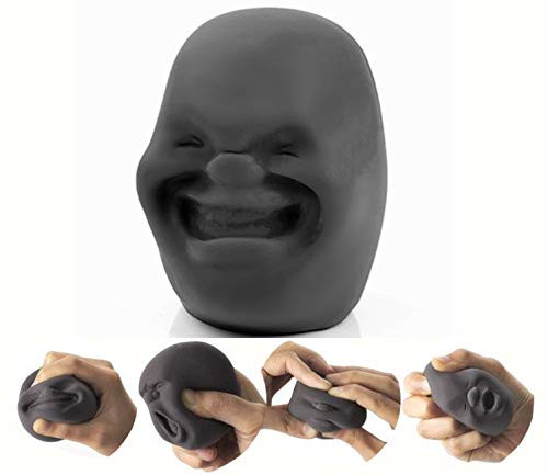 MichPong Funny Human Face Emotion Balls,Scented,Fidget Toys Stress Relief Squeeze Ball Stress Toys for Kids and Adults,Sensory Toys for Autism,Anxiety Relief,Heal Your Mood -Black, Happy-