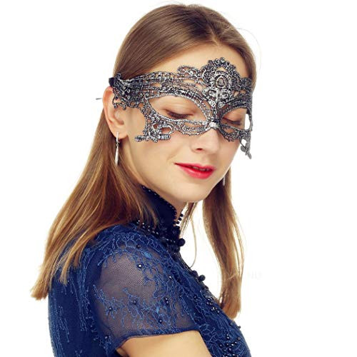 Masquerade Mask for Women Luxury Venetian Mask Women's Lace Eye Mask For Masquerade Party Prom Ball Bar Costume Festival Carnival Mardi Gras -Queen Silver- Masquerade Mask for Women Luxury Venetian Mask Women's Lace Eye Mask For Masquerade Party Prom Ball Bar Costume Festival Carnival Mardi Gras -Queen Silver-