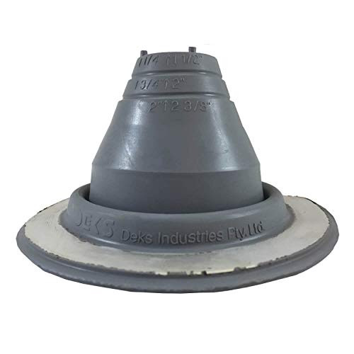 DEKTITE -1 -DF101G- Gray EPDM Flexible Round Pipe Flashing Dektite -fits OD Pipe Sizes 1/4" - 2-1/2"- - Metal Roof Jack Pipe Boot - Metal Roofing Pipe Flashing - Deks Dektite
