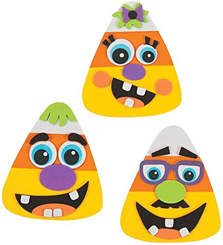 12 Goofy Silly Candy Corn Halloween Craft Kits and 12 Make a Pumpkin Sticker Sheets Bundle