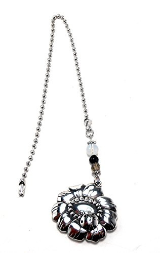 Silver Fan Pull From Ganz - Ladybug  and  Flower