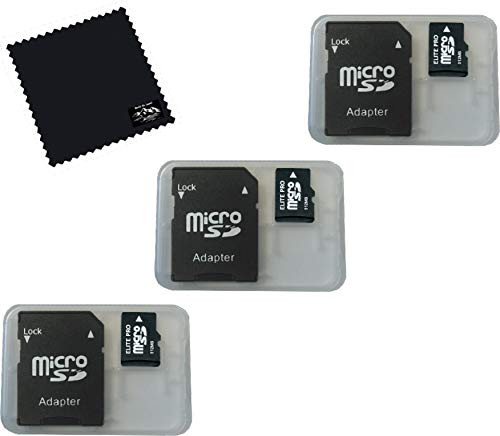 3 Pack 512MB Micro SD Memory Card with SD Adapter, 512 MB Micro SD Memory Card, 3 Pack Micro SDHC TF MicroSD TransFlash Card MicroSD to SD Adapter and Built To Last Microfiber Cloth