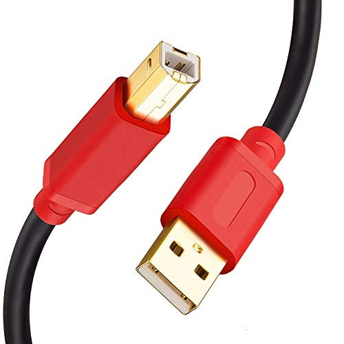 Printer Cable 25Ft, Tan QY USB 2.0 High Speed Gold-Plated Connectors Printer Scanner Cable Cord A Male to B Male (25FT, Red)