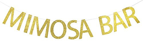 MIMOSA BAR Gold Glitter Bachelorette Party Banner Bridal Shower Bunting Sign Supplies