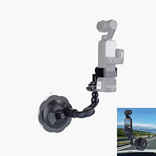 RCGEEK Compatible with OSMO Pocket Suction Cup Car Mount 1/4 Screw Bracket Holder Stand Accessories for DJI Osmo Pocket Tripod Mounts for Vehicle Windshield Cameras Smart Phone Holders Webcams