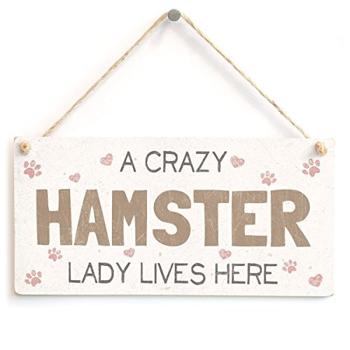 Meijiafei A Crazy Hamster Lady Lives Here - Super Cute Home Accessory Gift Sign 10"x5"