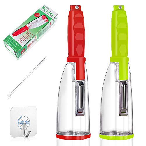 Multi-Functional Vegetable Peeler?Peeler With Storage- With Trash Can Fruit Julienne peeler - Kitchen SuppliesStorage Peeler -2 Pcs-