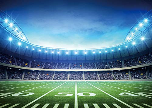 LYWYGG 7X5FT Super Bowl Backdrop Football Field Backdrop Photography Props Auditorium Light Themed Bowl Night Spotlight Decorations Photo Studio Props CP-306