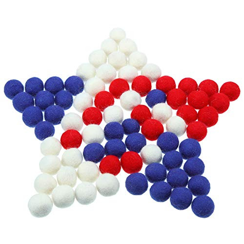 100 Pieces Wool Felt Balls Independence Day Valentine's Day Felt Pom Pom Balls Multicolor Hand-Felted Wool Beads Felt Balls for DIY Decoration -Red, White, Blue- 100 Pieces Wool Felt Balls Independence Day Valentine's Day Felt Pom Pom Balls Multicolor Hand-Felted Wool Beads Felt Balls for DIY Decoration -Red, White, Blue-