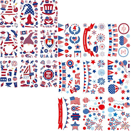 18 Sheets Patriotic Independence Day Window Stickers Decoratives with Different Designs,4th of July Window Clings for Glass Windows,Independence Day Decal for Home Car ?Decoration