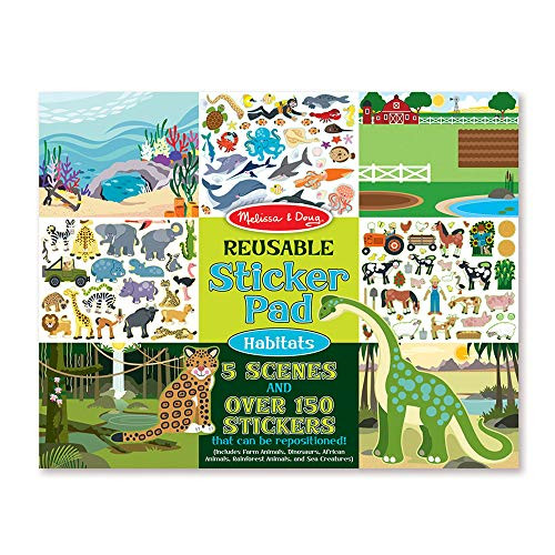 Melissa  and  Doug Reusable Sticker Pad- Habitats - 150 plus Reusable Stickers