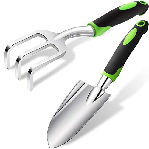 Gardening Tools Set, Garden Hand Shovel Garden Trowel Cultivator Rake with Rubberized Anti-Slip Handle Aluminum Alloy Planting Tools for Gardening, Transplanting, Weeding, Moving and Digging Gardening Tools Set, Garden Hand Shovel Garden Trowel Cultivator Rake with Rubberized Anti-Slip Handle Aluminum Alloy Planting Tools for Gardening, Transplanting, Weeding, Moving and Digging