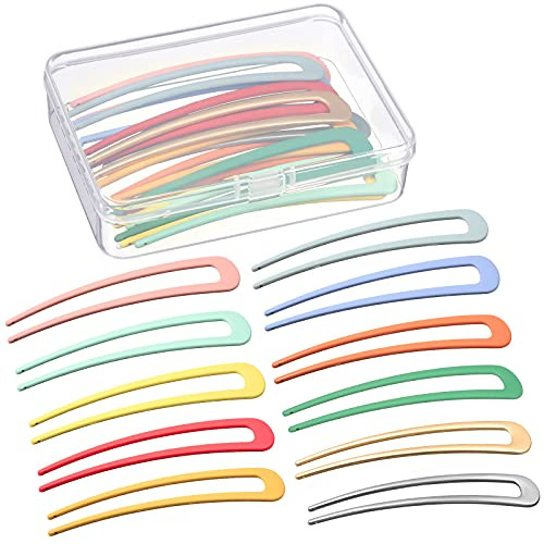 12 Pieces U-Shaped Hair Pins with Case, Hair Fork Sticks French Hair Colourful Metal 2 Prong Updo Chignon Pin for Women Girls Hair Accessories 12 Pieces U-Shaped Hair Pins with Case, Hair Fork Sticks French Hair Colourful Metal 2 Prong Updo Chignon Pin for Women Girls Hair Accessories