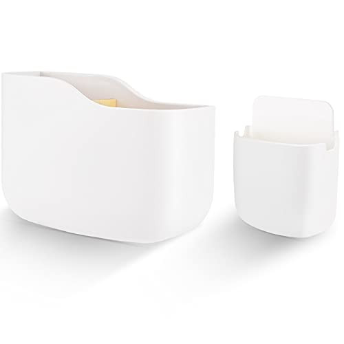 2 Pieces Adhesive Remote Control Holder Wall Mount Media Storage Box Sticky Organizer for Phone Remote Control, Office Home School Use