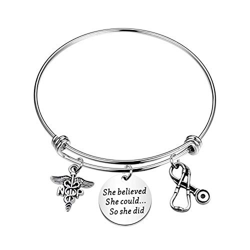Nurse Practitioner Gift She Believed She Could So She Did Keychain NP Jewelry Nurse Keychain -She Believed NP Bracelet-