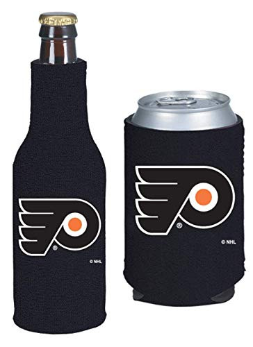 NHL Hockey Team Color Logo Can  and  Bottle Holder Insulator Beverage Cooler Set -Philadelphia- Flyers-