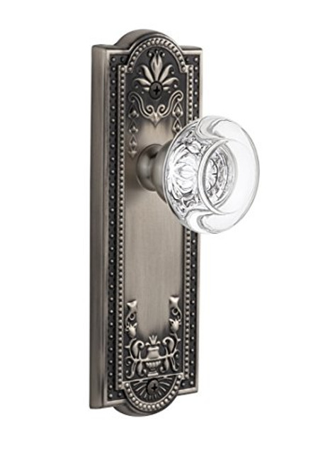 Grandeur Parthenon Plate with Bordeaux Crystal Knob, Single Dummy, Antique Pewter