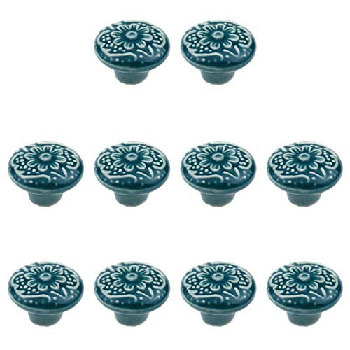T Tulead Green Mini Pull Knobs 1.34"x0.9"-WxH- Cabinet Drawer Bookcase Pull Handles Decorative Furniture Knobs 10Pcs with Screws