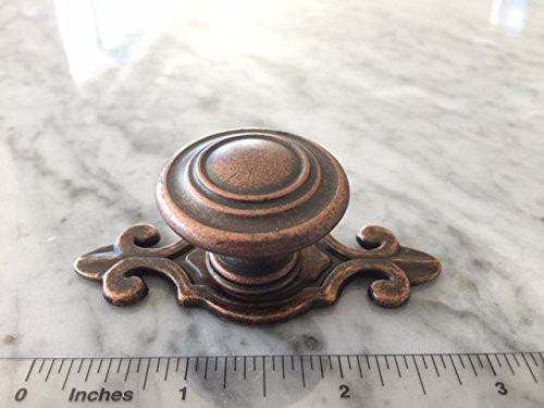 Sonoma Cabinet Kitchen Hardware Nantucket Knob Antique Copper with Fleur-de-lis Backplate