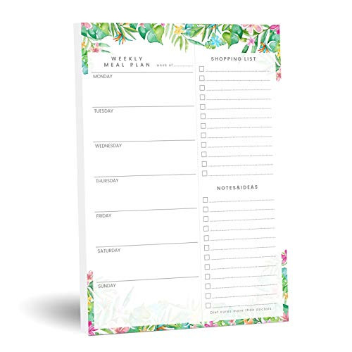 TSFPapier weekly planners Magnetic Meal Undated Planning Pad for Fridge Tear-Off Grocery Shopping List - Hanging Food/Menu Organizer Notepad-Leaf