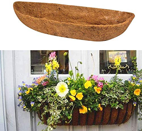 EROCK Coco Liner Trough Coco Liner for Planters, 24/30/36/48 inch Half Moon Shape Trough Coco Coir Coconut Fiber Replacement Liner for Window Box, Wall Trough Planter -30inch-