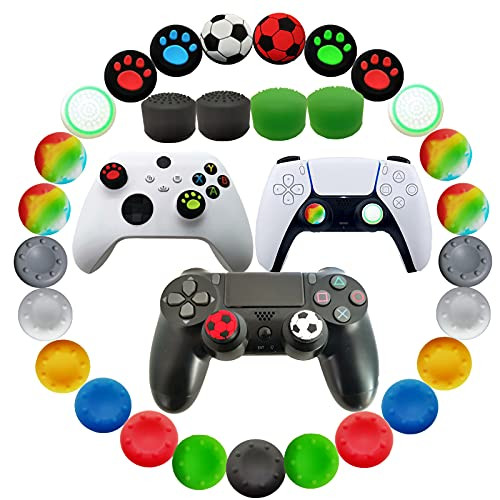 30pcs Joystick Grip for Ps5 Ps4 Controller, Silicone Thumb Grips Caps Cover Analog Stick for Playstation 5, Playstation 4 Controller, Xbox 360, Xbox One Controller