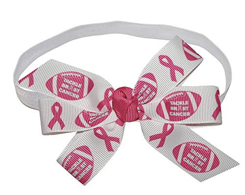 WD2U Girls' Tackle Breast Cancer Pink October Football Hair Bow Stretch Headband