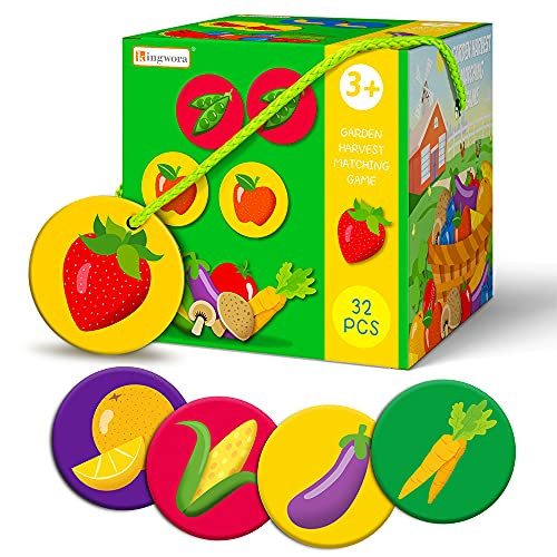 Memory Matching Games - 16 Pairs Garden Harvest Memory Games for Kids 3 and Up, Memory Matching Game for Toddlers Education, Non Toxic Memory Card Games of Gift for Kids Preschool 2 Year Old Memory Matching Games - 16 Pairs Garden Harvest Memory Games for Kids 3 and Up, Memory Matching Game for Toddlers Education, Non Toxic Memory Card Games of Gift for Kids Preschool 2 Year Old