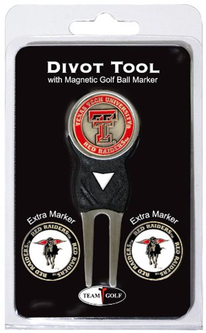 Team Golf NCAA Texas Tech Red Raiders Divot Tool with 3 Golf Ball Markers Pack, Markers are Removable Magnetic Double-Sided Enamel Team Golf NCAA Texas Tech Red Raiders Divot Tool with 3 Golf Ball Markers Pack, Markers are Removable Magnetic Double-Sided Enamel