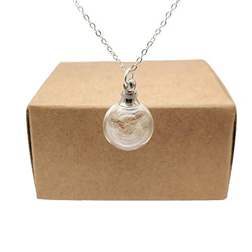 Dandelion Make a Wish Real Flower Openable Screw Cap 14mm Glass Ball Pendant 925 Sterling Silver Chain Necklace Dandelion Make a Wish Real Flower Openable Screw Cap 14mm Glass Ball Pendant 925 Sterling Silver Chain Necklace