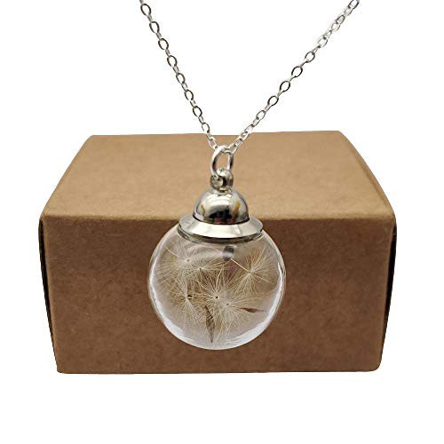Dandelion Make a Wish Real Flower Openable Screw Cap 20mm Glass Ball Pendant 925 Sterling Silver Chain Necklace Dandelion Make a Wish Real Flower Openable Screw Cap 20mm Glass Ball Pendant 925 Sterling Silver Chain Necklace