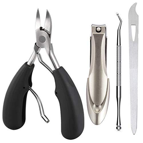 Anti-splash Fingernail Toenail Nails Cutter Toe Nail Clipper for Ingrown or Thick Toenails Professional Toenail Trimmer Nipper for Podiatrist/Men/Women/Seniors/Adult Toenail Nail,4pcs -Black-