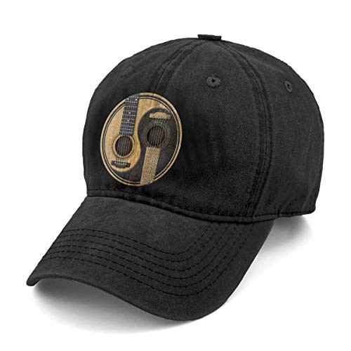 Unisex Old and Worn Acoustic Guitars Yin Yang Denim Hat Adjustable Washed Dyed Cotton Dad Baseball Caps Unisex Old and Worn Acoustic Guitars Yin Yang Denim Hat Adjustable Washed Dyed Cotton Dad Baseball Caps