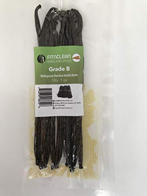 1oz Madagascar Vanilla Beans Grade B for extract, Cooking and Paste -1 ounce--5"-7" by FITNCLEAN VANILLA- Whole NON-GMO Bourbon Pods 1oz Madagascar Vanilla Beans Grade B for extract, Cooking and Paste -1 ounce--5"-7" by FITNCLEAN VANILLA- Whole NON-GMO Bourbon Pods